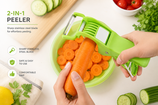 Plastic 2 in 1 Vegetable & Fruit Multi Cutter with Peeler
